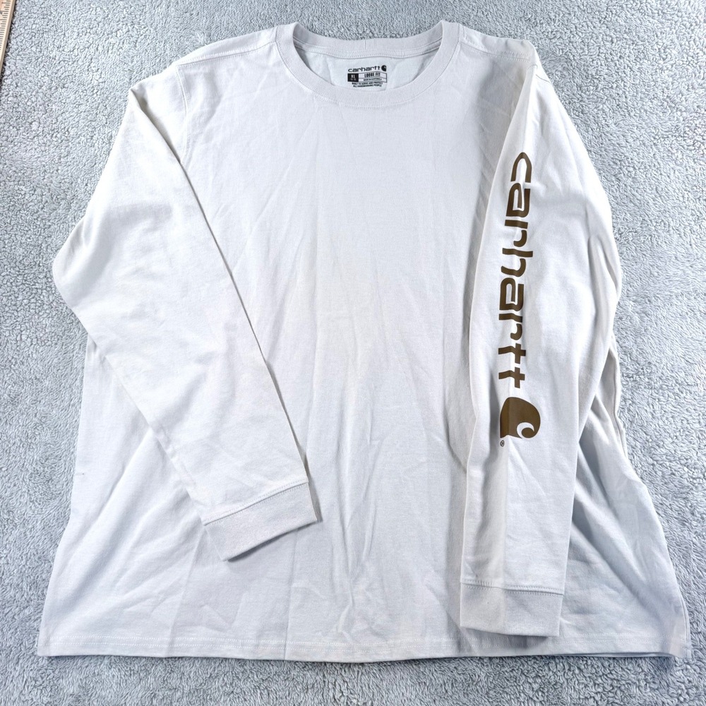 Carhartt Long Sleeve Graphic Logo Loose Fit T-Shirt TK0231-W Mens XL White